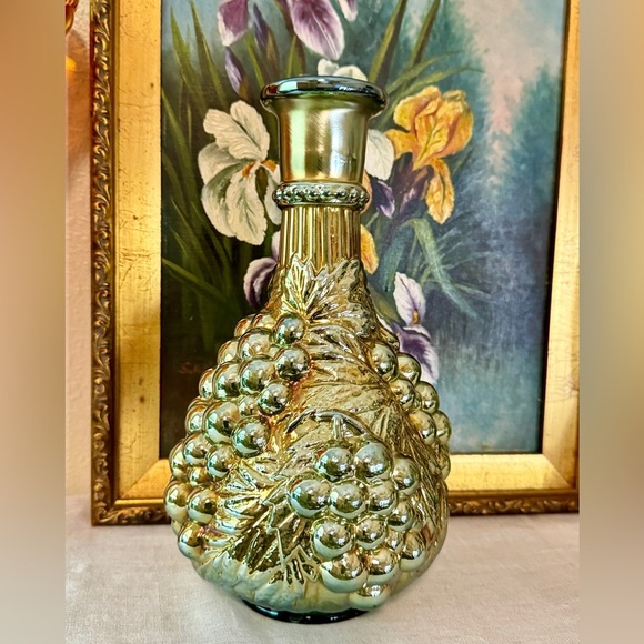 Other - Vintage Imperial Glass Co. Green Carnival Glass Grape Decanter